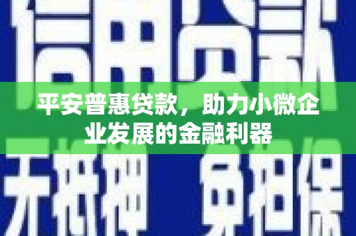 坦洲平安普惠贷款，助力小微企业发展的金融利器