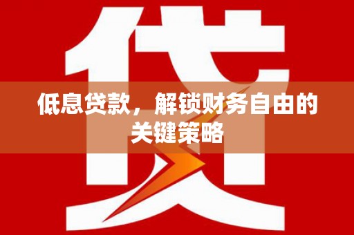 耒阳低息贷款，解锁财务自由的关键策略
